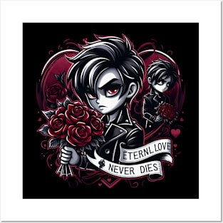 Gothic Heartbeat: 'Eternal Love Never Dies' Emblem Posters and Art